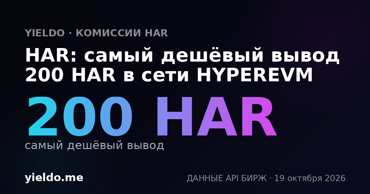 HAR: самый дешёвый вывод 200 HAR в сети HYPEREVM