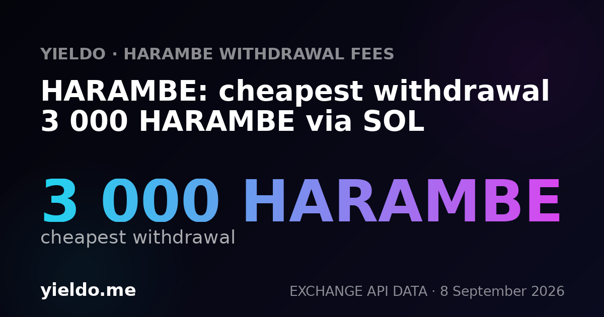 HARAMBE: cheapest withdrawal 3 000 HARAMBE via SOL