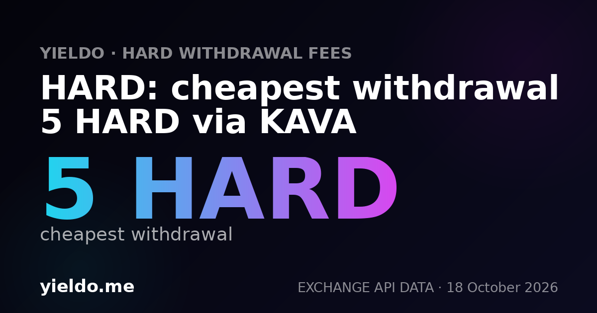 HARD: cheapest withdrawal 5 HARD via KAVA