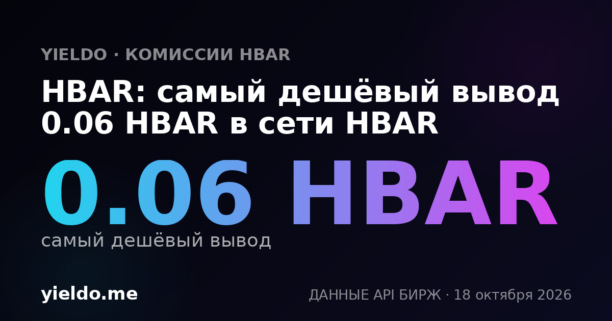 HBAR: самый дешёвый вывод 0.06 HBAR в сети HBAR