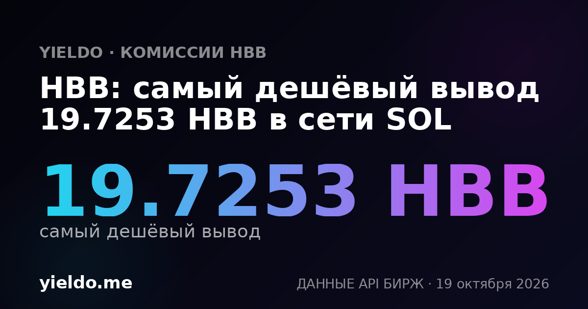 HBB: самый дешёвый вывод 19.7253 HBB в сети SOL