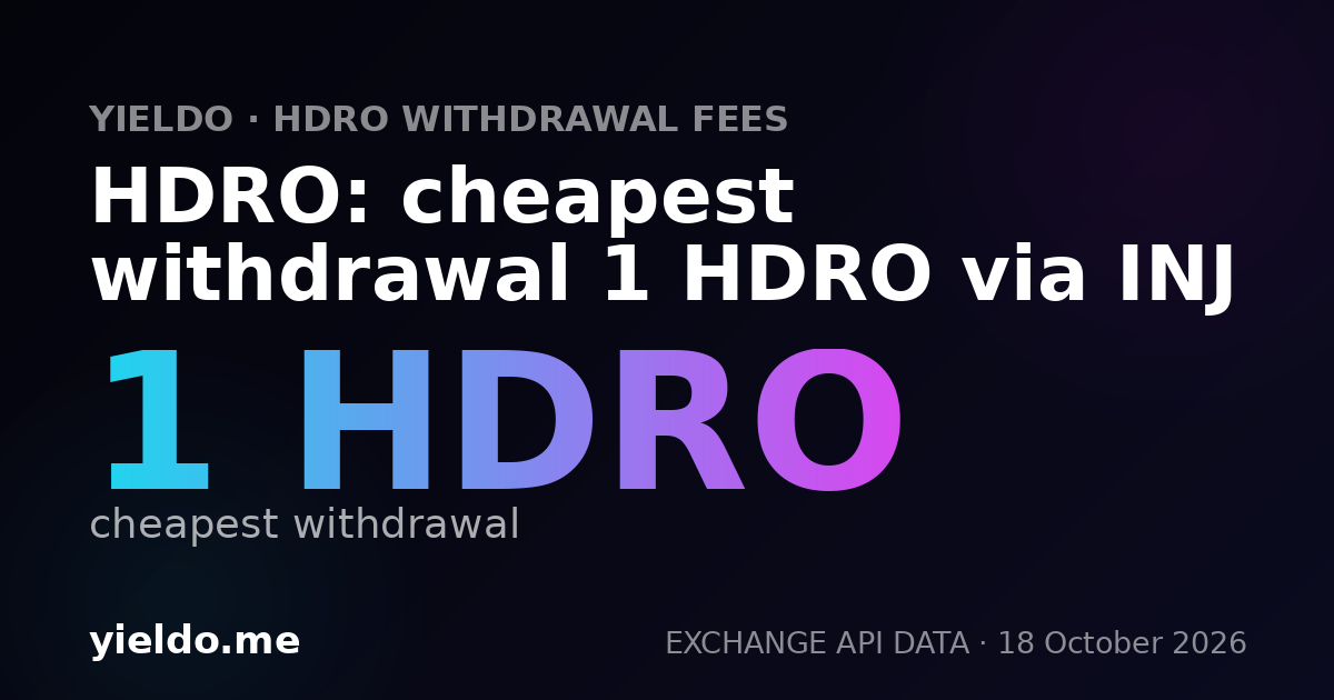 HDRO: cheapest withdrawal 1 HDRO via INJ