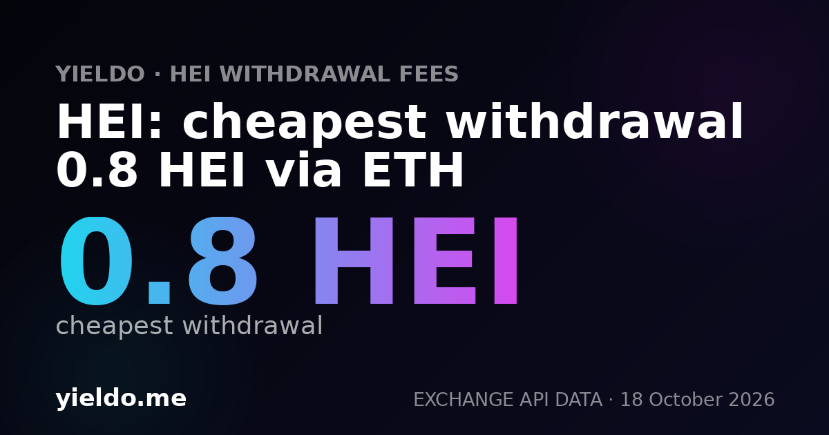 HEI: cheapest withdrawal 0.8 HEI via ETH