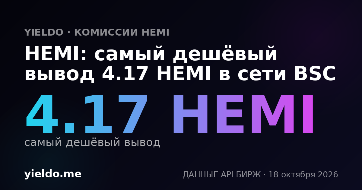 HEMI: самый дешёвый вывод 4.17 HEMI в сети BSC