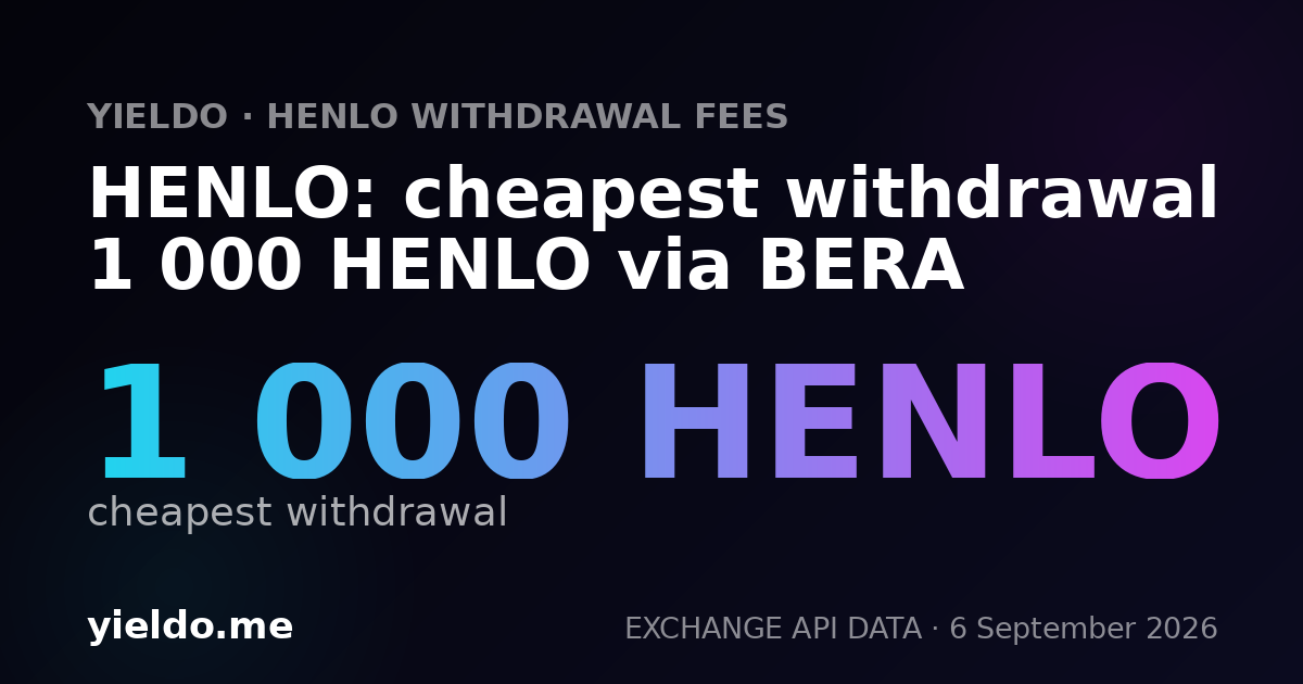 HENLO: cheapest withdrawal 1 000 HENLO via BERA