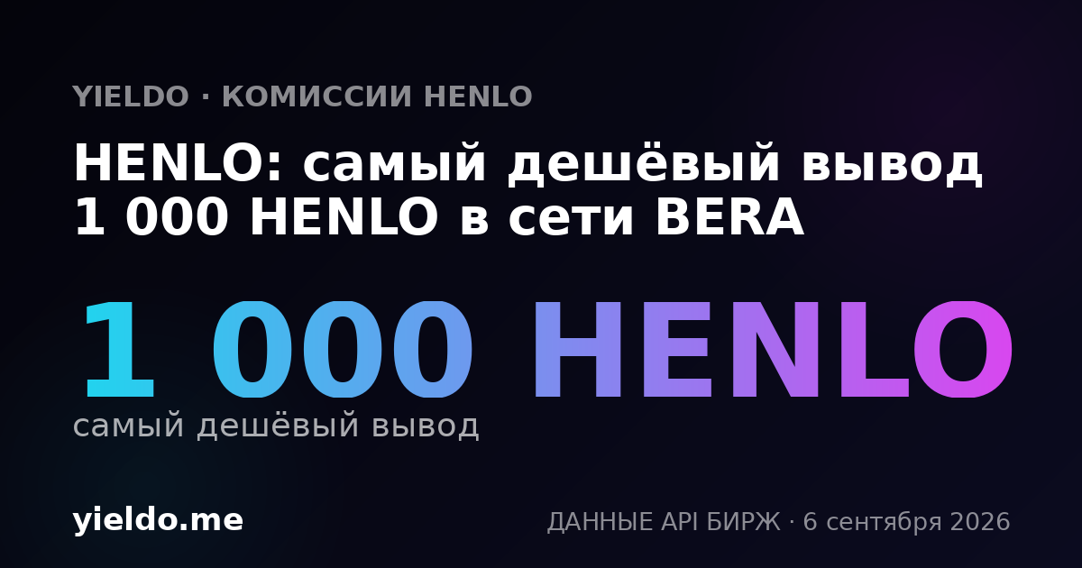 HENLO: самый дешёвый вывод 1 000 HENLO в сети BERA