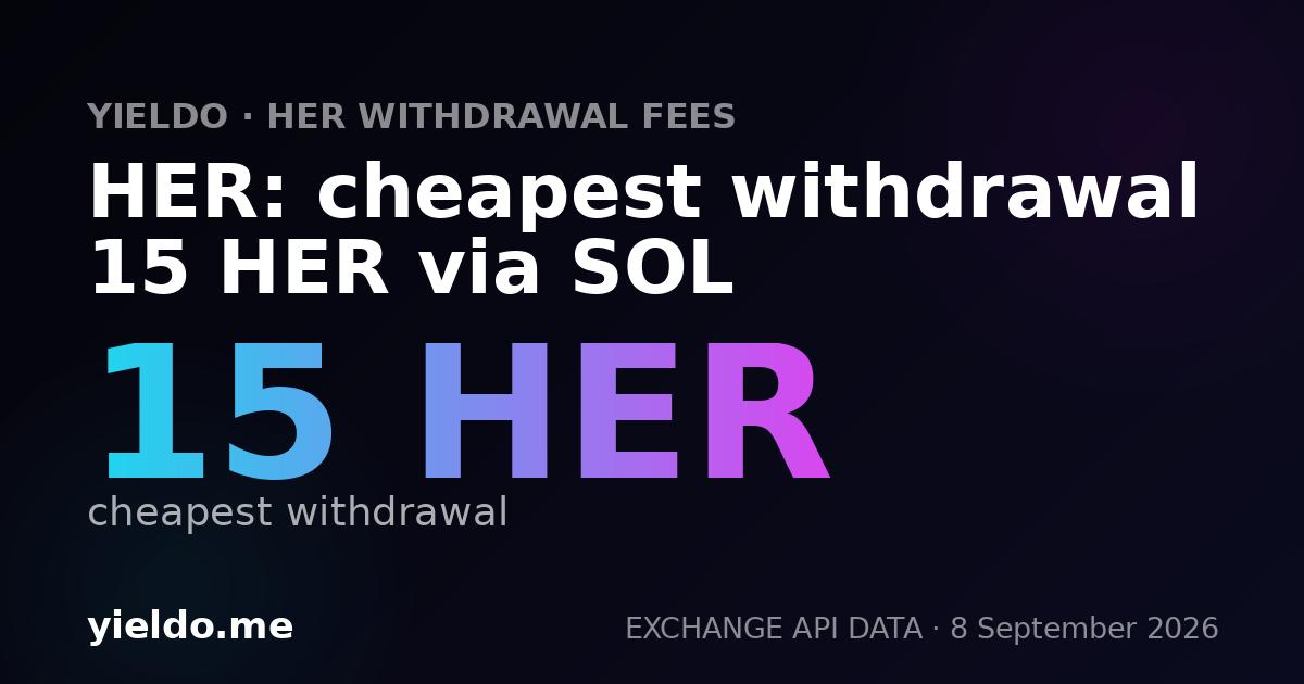 HER: cheapest withdrawal 15 HER via SOL