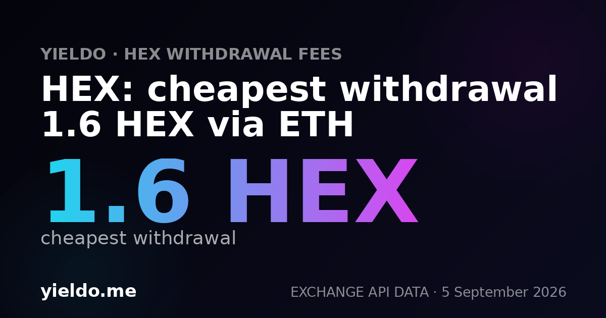 HEX: cheapest withdrawal 1.6 HEX via ETH