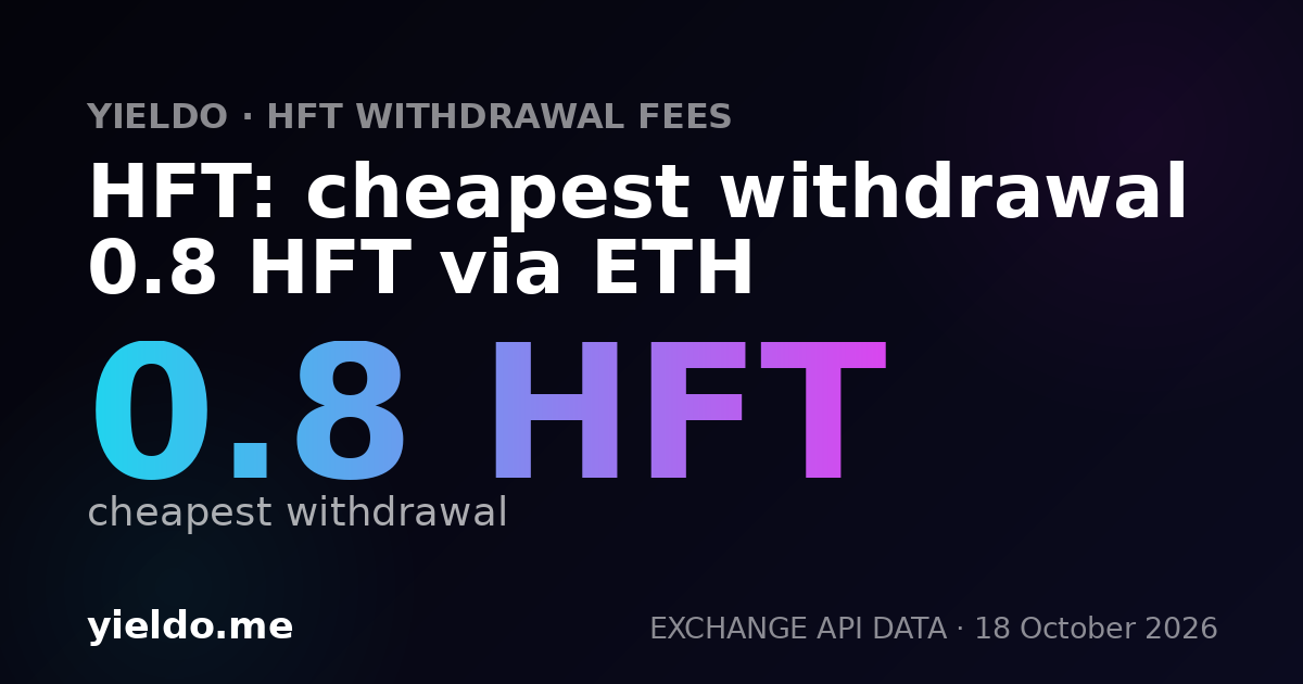 HFT: cheapest withdrawal 0.8 HFT via ETH