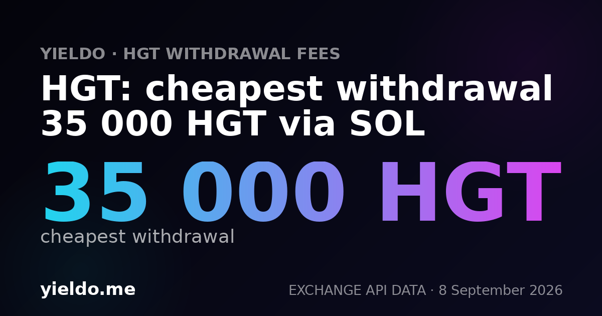 HGT: cheapest withdrawal 35 000 HGT via SOL