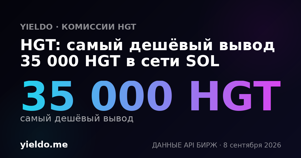 HGT: самый дешёвый вывод 35 000 HGT в сети SOL