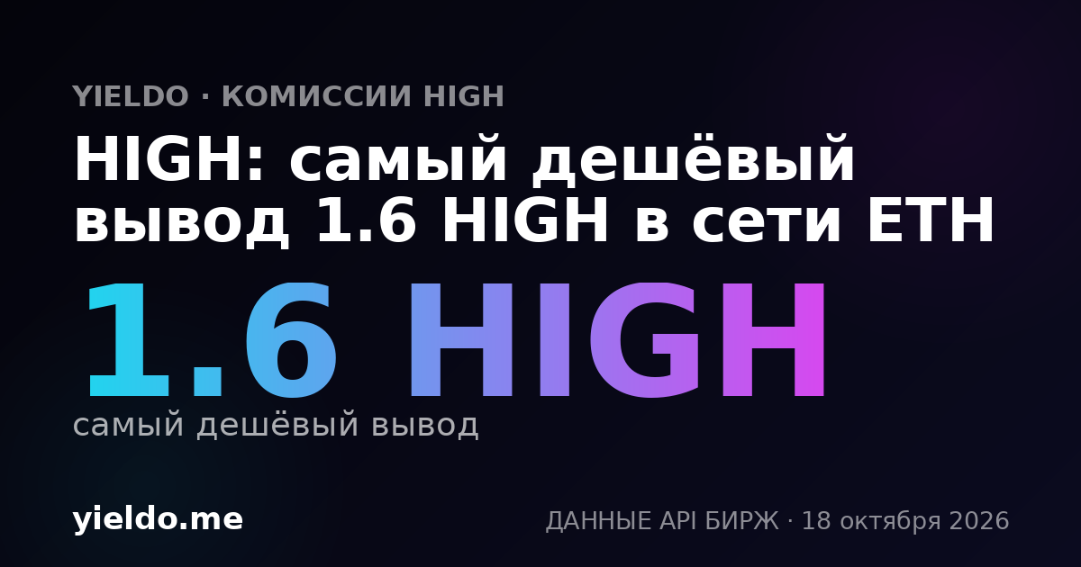 HIGH: самый дешёвый вывод 1.6 HIGH в сети ETH