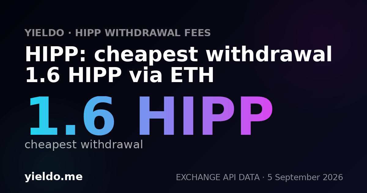 HIPP: cheapest withdrawal 1.6 HIPP via ETH
