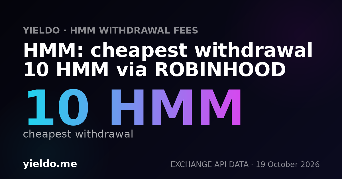 HMM: cheapest withdrawal 10 HMM via ROBINHOOD