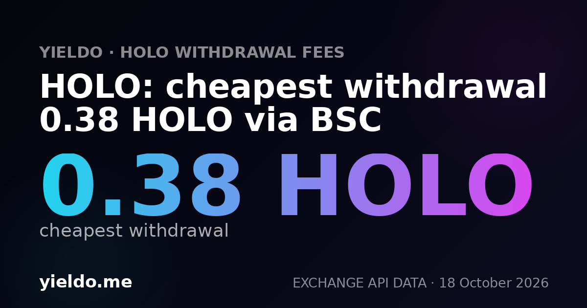 HOLO: cheapest withdrawal 0.38 HOLO via BSC