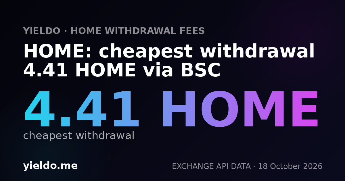 HOME: cheapest withdrawal 4.41 HOME via BSC
