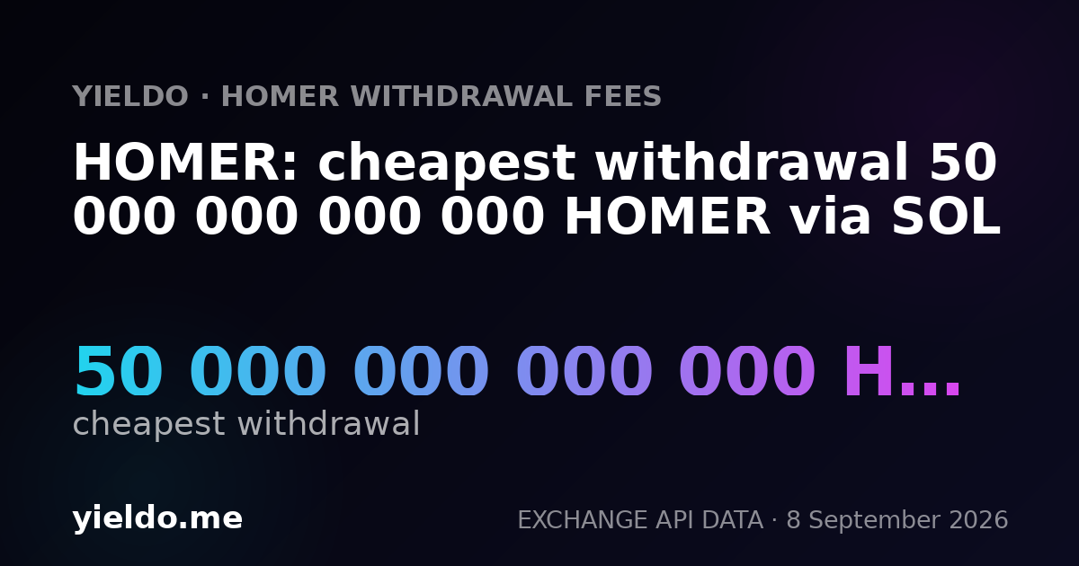 HOMER: cheapest withdrawal 50 000 000 000 000 HOMER via SOL