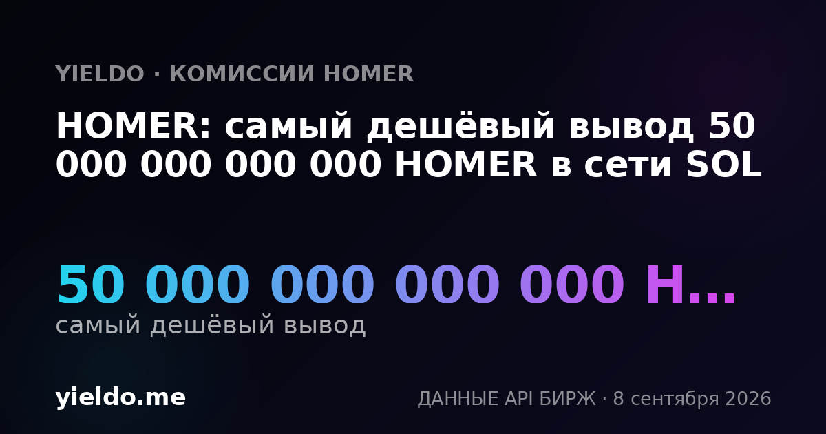 HOMER: самый дешёвый вывод 50 000 000 000 000 HOMER в сети SOL