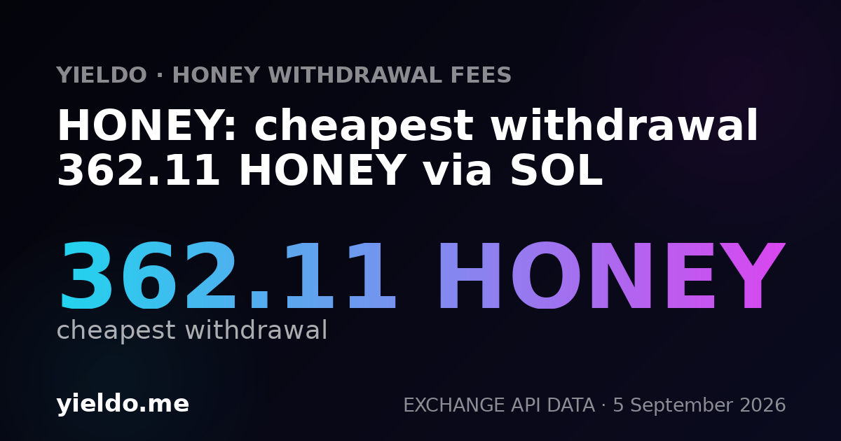 HONEY: cheapest withdrawal 362.11 HONEY via SOL