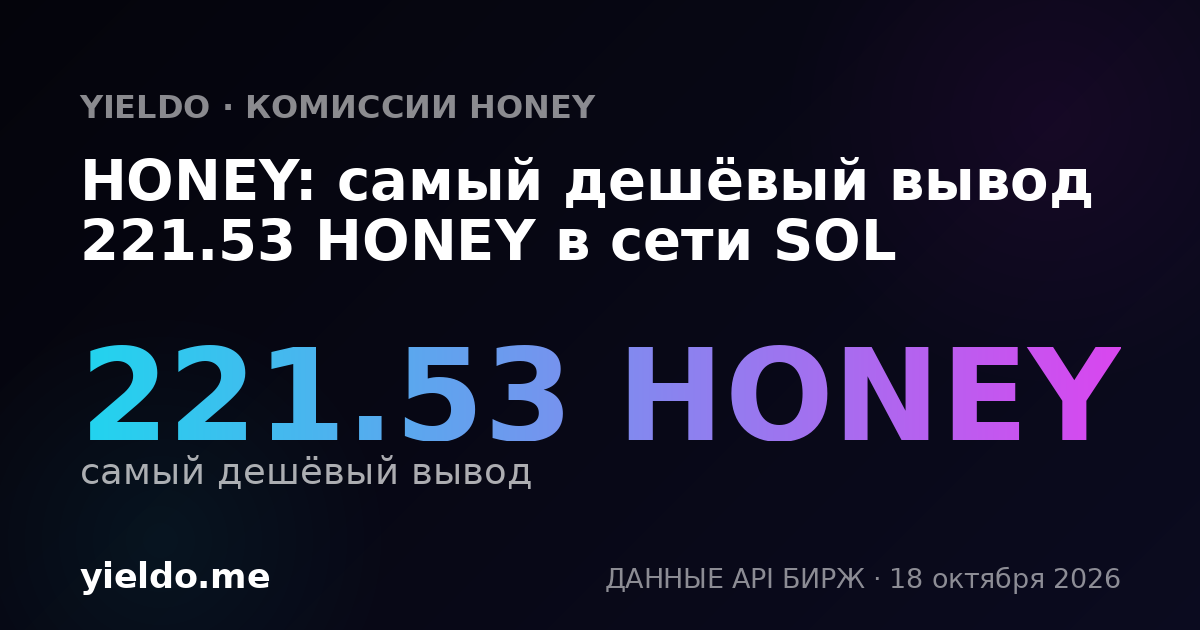 HONEY: самый дешёвый вывод 221.53 HONEY в сети SOL