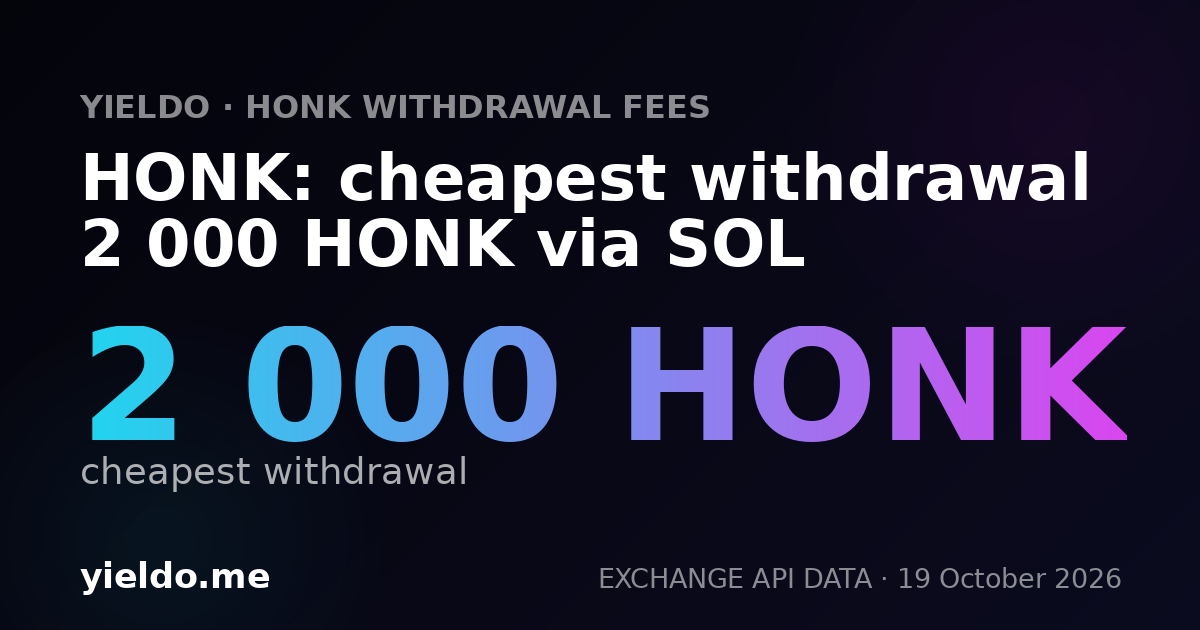 HONK: cheapest withdrawal 2 000 HONK via SOL