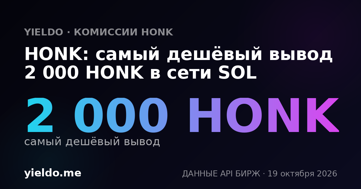 HONK: самый дешёвый вывод 2 000 HONK в сети SOL