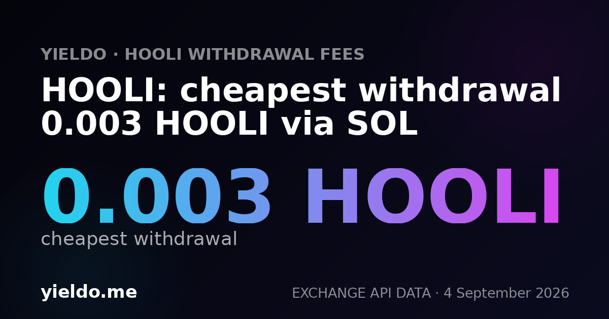 HOOLI: cheapest withdrawal 0.003 HOOLI via SOL