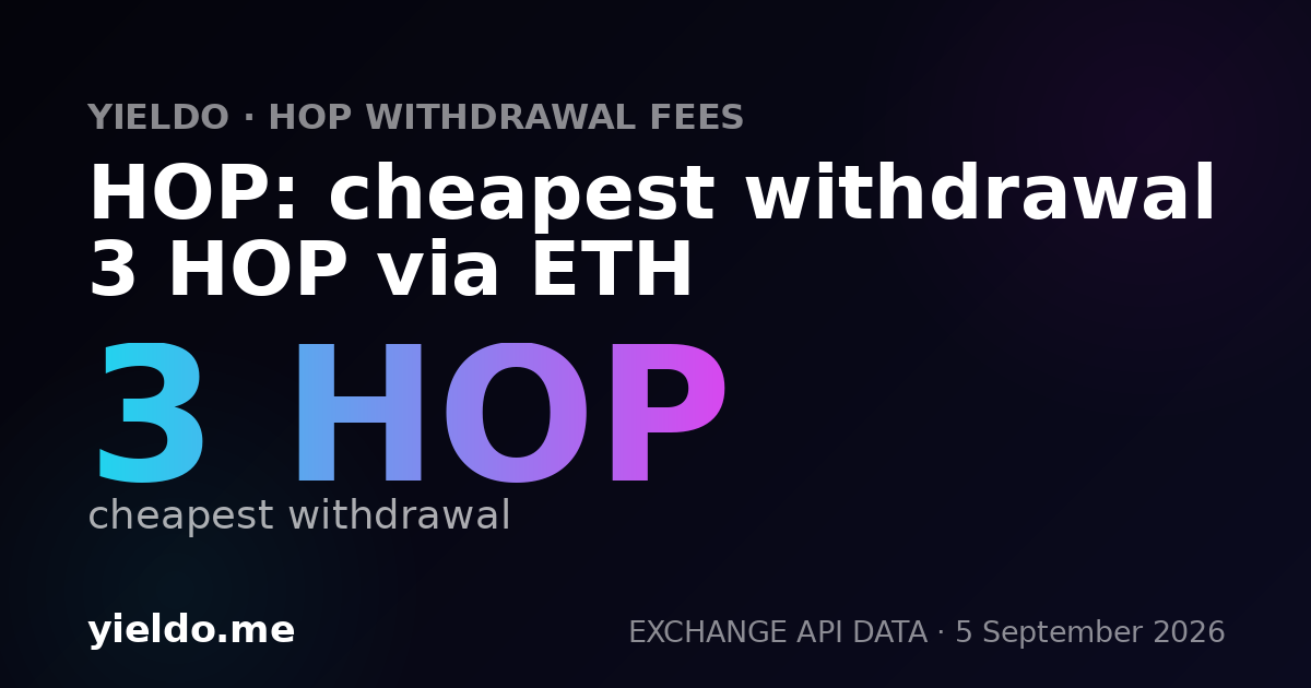 HOP: cheapest withdrawal 3 HOP via ETH