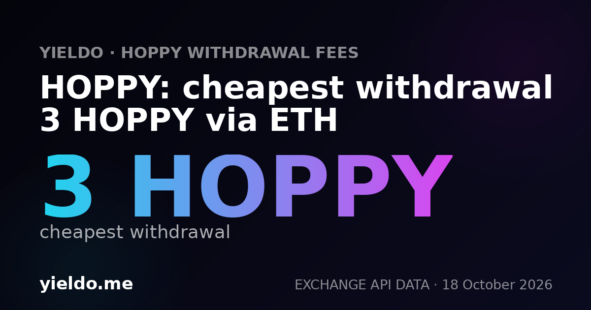 HOPPY: cheapest withdrawal 3 HOPPY via ETH