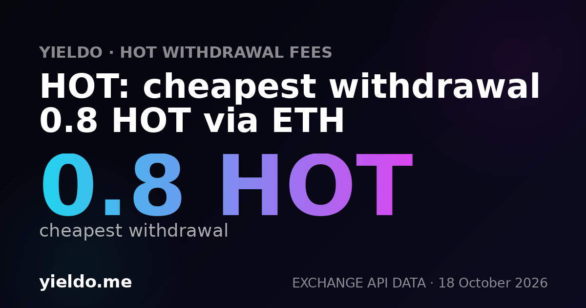 HOT: cheapest withdrawal 0.8 HOT via ETH