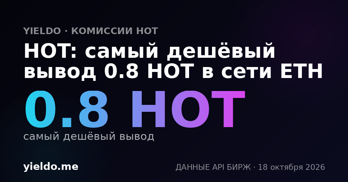 HOT: самый дешёвый вывод 0.8 HOT в сети ETH