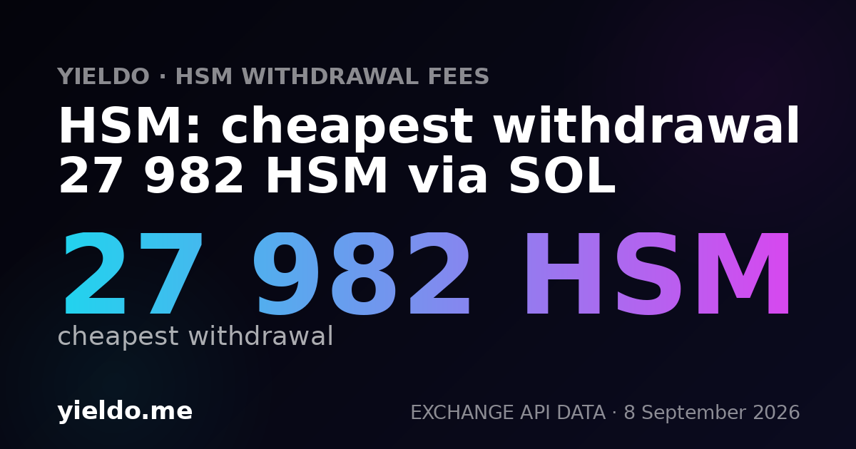HSM: cheapest withdrawal 27 982 HSM via SOL
