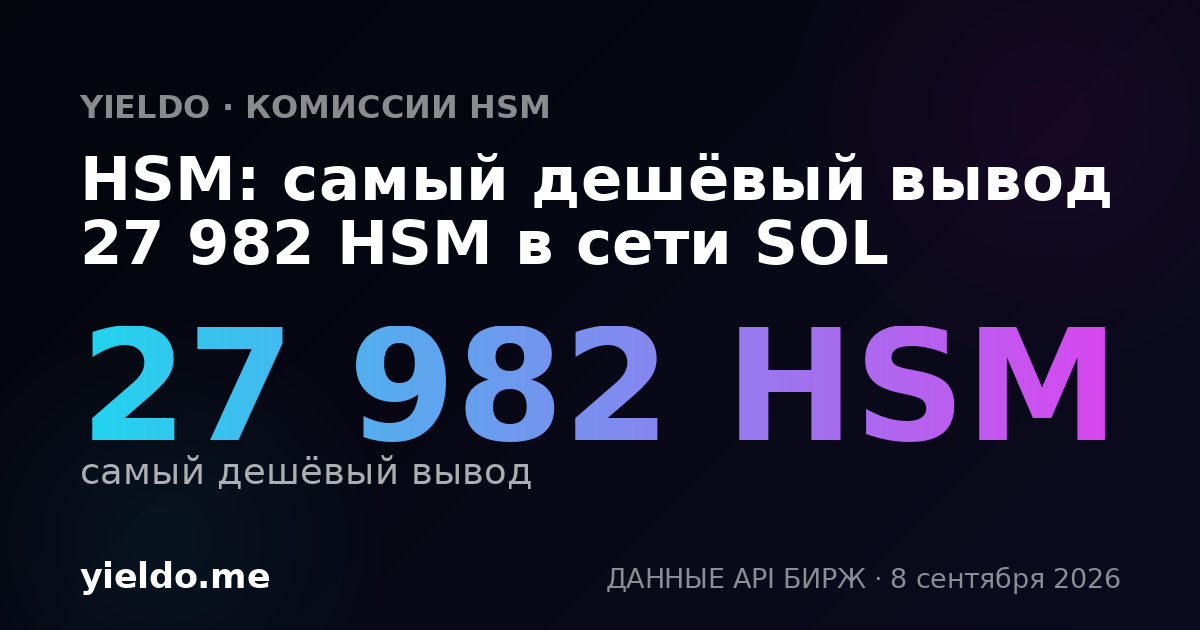 HSM: самый дешёвый вывод 27 982 HSM в сети SOL
