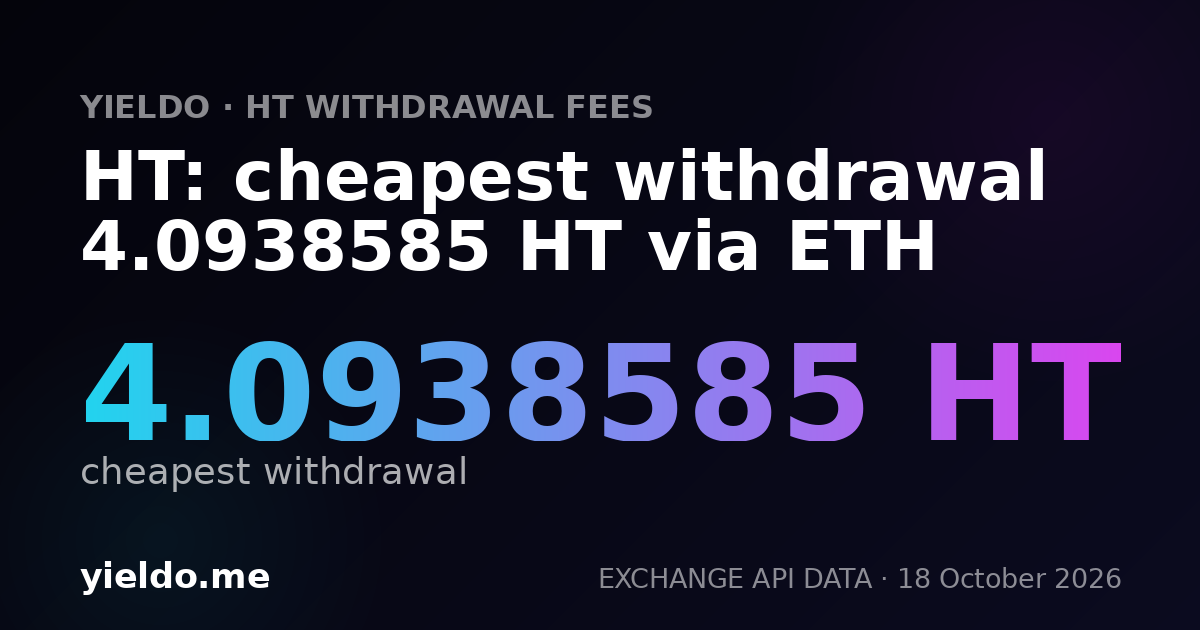HT: cheapest withdrawal 4.0938585 HT via ETH