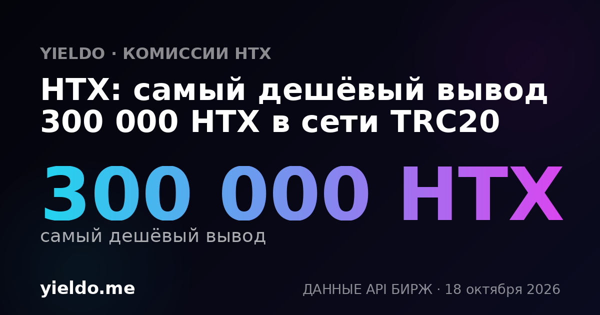 HTX: самый дешёвый вывод 300 000 HTX в сети TRC20