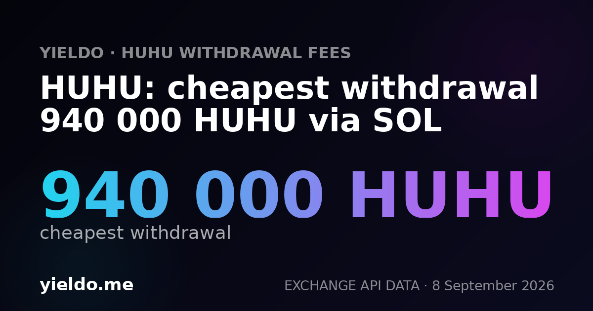 HUHU: cheapest withdrawal 940 000 HUHU via SOL