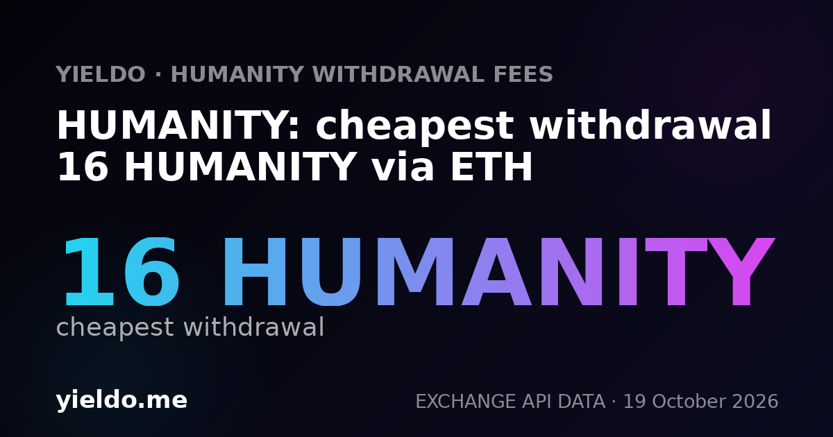 HUMANITY: cheapest withdrawal 16 HUMANITY via ETH