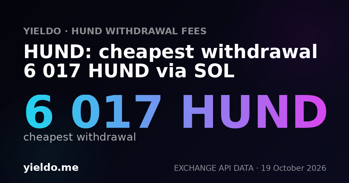 HUND: cheapest withdrawal 6 017 HUND via SOL