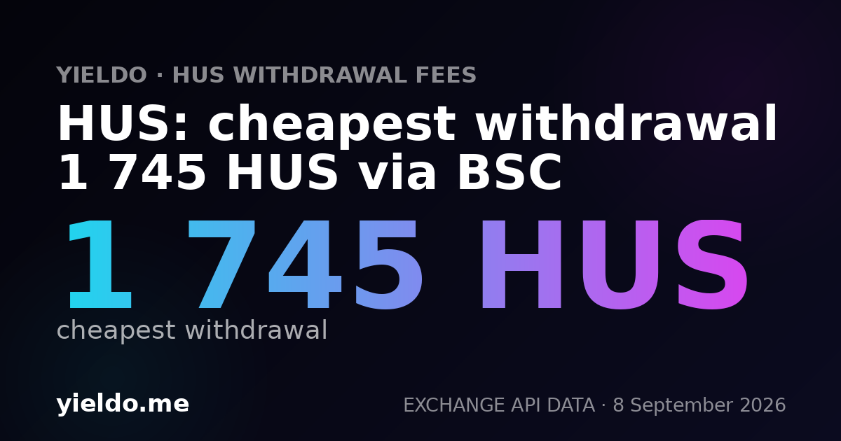 HUS: cheapest withdrawal 1 745 HUS via BSC