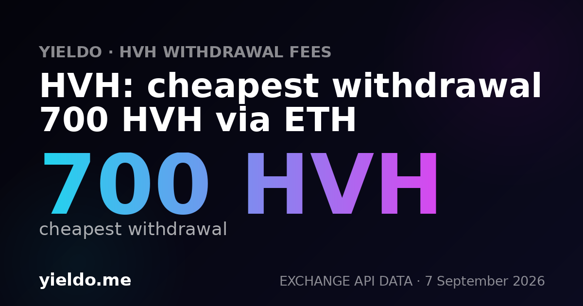 HVH: cheapest withdrawal 700 HVH via ETH