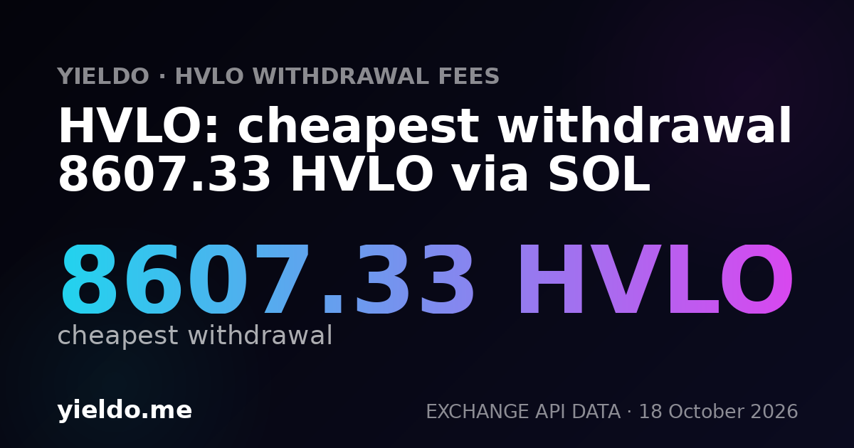 HVLO: cheapest withdrawal 8607.33 HVLO via SOL