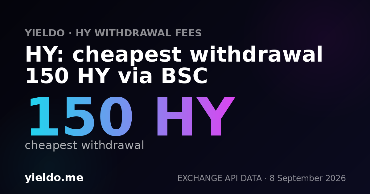 HY: cheapest withdrawal 150 HY via BSC