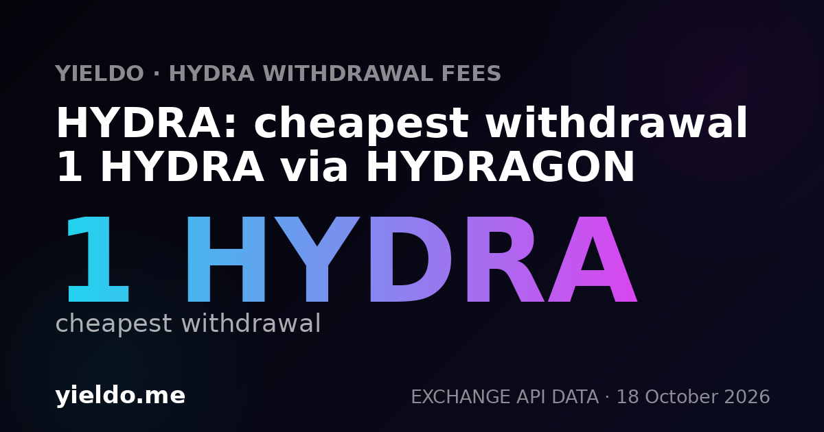HYDRA: cheapest withdrawal 1 HYDRA via HYDRAGON