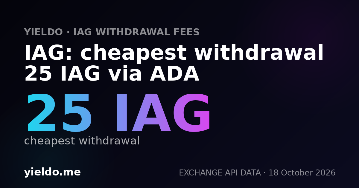 IAG: cheapest withdrawal 25 IAG via ADA