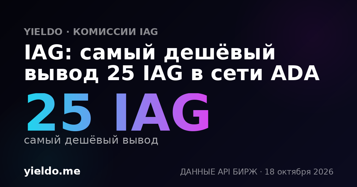 IAG: самый дешёвый вывод 25 IAG в сети ADA