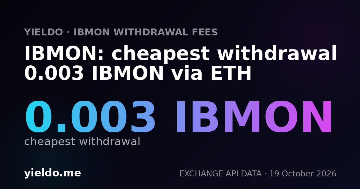 IBMON: cheapest withdrawal 0.003 IBMON via ETH