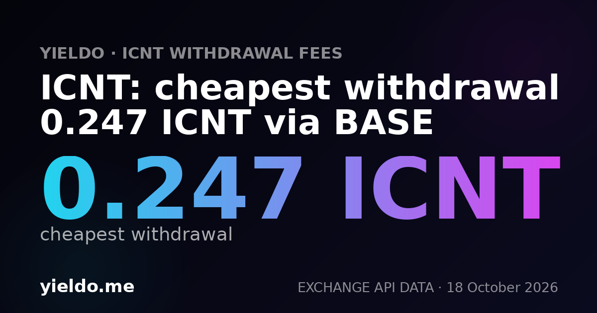 ICNT: cheapest withdrawal 0.279 ICNT via BASE