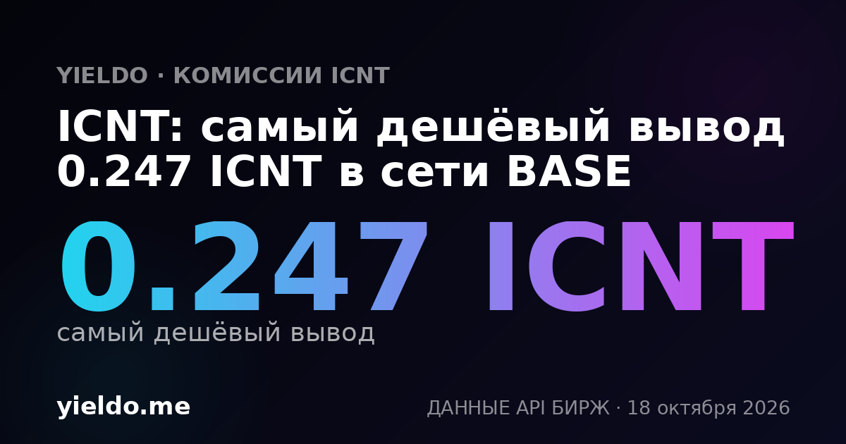 ICNT: самый дешёвый вывод 0.247 ICNT в сети BASE