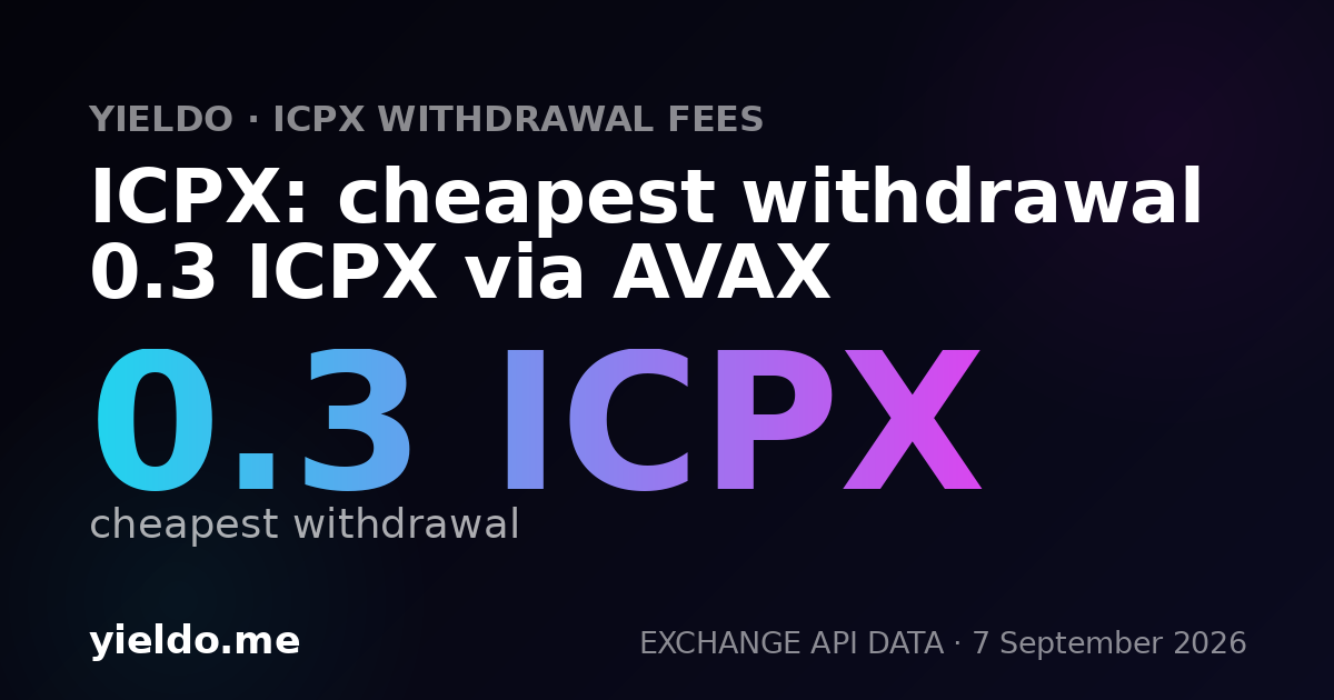 ICPX: cheapest withdrawal 0.3 ICPX via AVAX