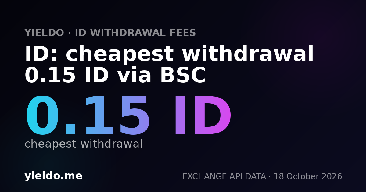 ID: cheapest withdrawal 0.15 ID via BSC